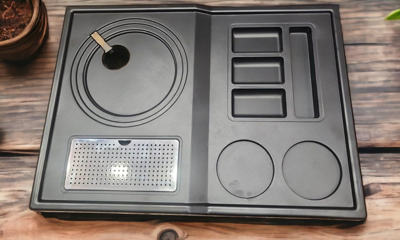 RAYCRAFT WORLD Electric Kettle Tray with 2 Glass Serving Space Made of ABS Plastic Square Glass Serving Tray