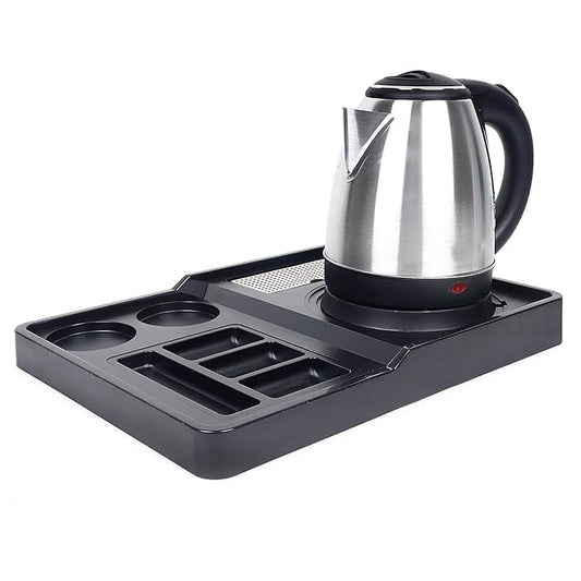 RAYCRAFT WORLD Electric Kettle Tray with 2 Glass Serving Space Made of ABS Plastic Square Glass Serving Tray