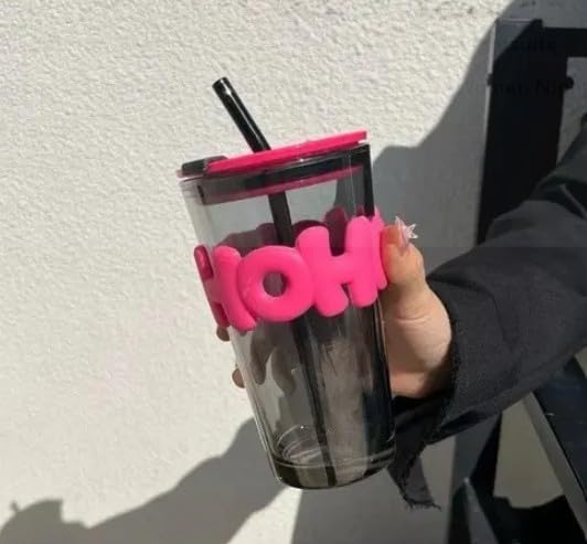 RAYCRAFT WORLD 600ML HoHo Glass Mug Shaker with Silicone Holster, Lid & Straw, Juice, and Smoothies, BPA Free & Leak-Proof (650 ml, PACK OF 1)
