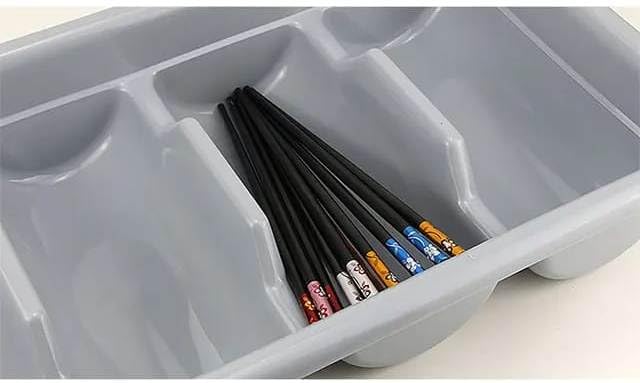 RAYCRAFT WORLD 4 Compartment Cutlery Plastic Storage Box Cutlery Tray Divider Flatware Bin Size: 20"x11"x4"