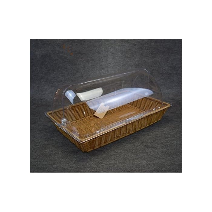 RAYCRAFT WORLD Commercial Professional Restaurant Cafe Self Serve Bread Basket/Pastry Donut/Cookie Display Wicker Basket Case Countertop Rectangle with lid 21x13x3 (Pack of 1Pc)