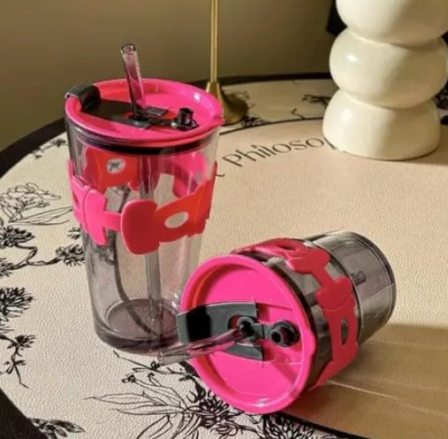 RAYCRAFT WORLD 600ML HoHo Glass Mug Shaker with Silicone Holster, Lid & Straw, Juice, and Smoothies, BPA Free & Leak-Proof (650 ml, PACK OF 1)