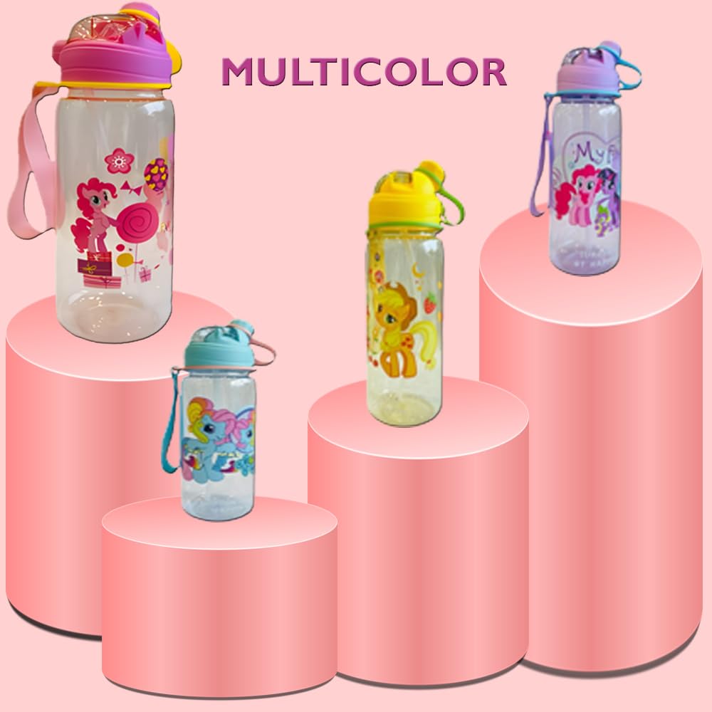 RAYCRAFT WORLD 800ML Kid's Water Bottle Cartoon Theme Bottle Spill Proof Straw Valve Pop Button Handle Sipper Water Bottle