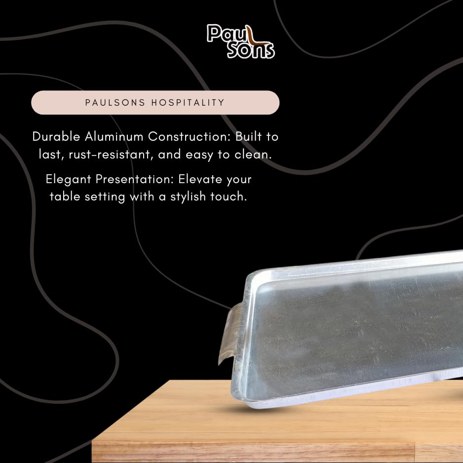 RAYCRAFT WORLD Rectangular Aluminum Serving Hotel Tray. Ideal as Serving Tray / Baking Tray for Home Restaurants Hotels & Bars