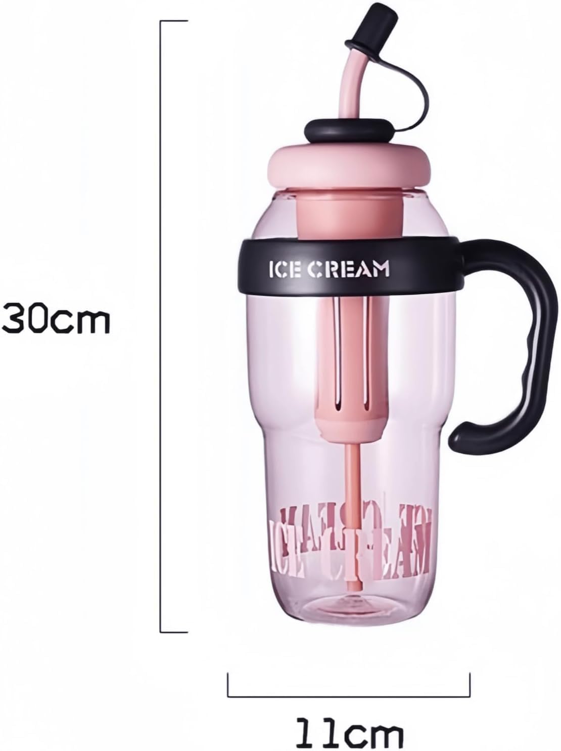 RAYCRAFT WORLD Ice Cream Heavy Quality Plastic Tumbler with Straw and Attractive Handle, Water Bottle Sipper, Juice and Smoothies, BPA Free & Leak-Proof ( Large, Ice Cream Text Sipper, Gym Tumber)