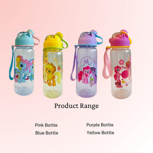 RAYCRAFT WORLD 800ML Kid's Water Bottle Cartoon Theme Bottle Spill Proof Straw Valve Pop Button Handle Sipper Water Bottle