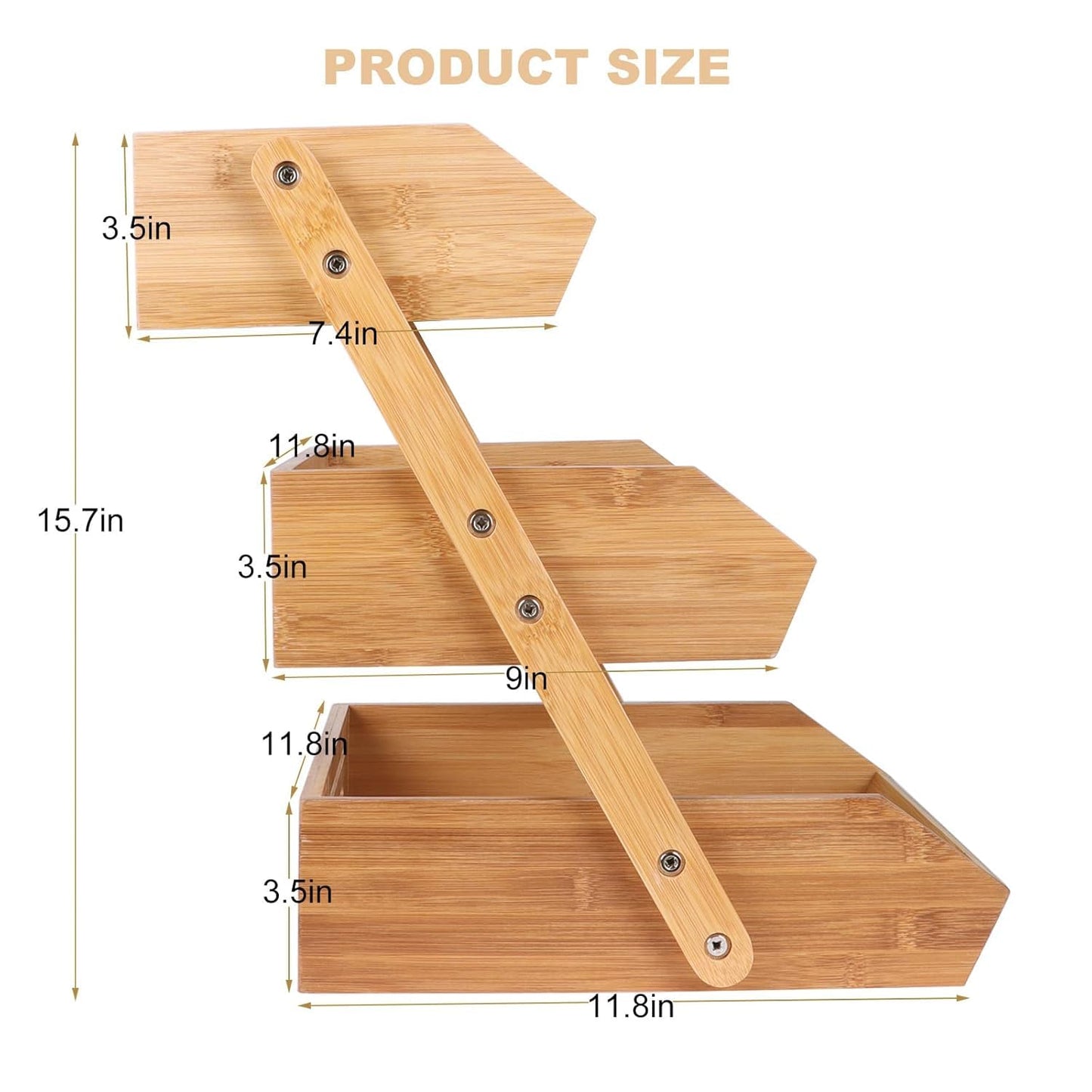 RAYCRAFT WORLD 3 Tier Tabletop Rack, Storage Rack, Foldable, Stylish, Display Rack, Wooden, Table Accessories, Double Folding Storage (PACK OF 1PC)