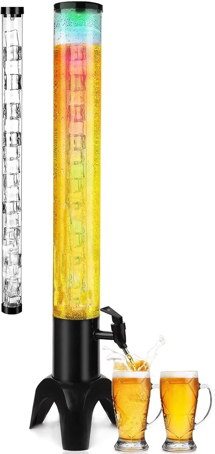 RAYCRAFT WORLD Beer Tower, 3L Tower Dispenser with Ice Tube, Tabletop Beer Dispenser for Parties Bars Pubs Restaurants Pack of 1Pc