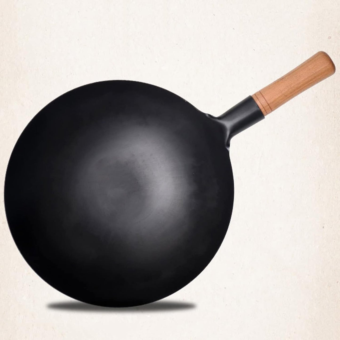 RAYCRAFT WORLD Wok Pan, Woks & Black Carbon Steel Stir Fry Pans, Gas, Cooktop, No Chemical Coated, Round Bottom Chinese Wok