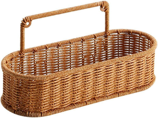 RAYCRAFT WORLD Rattan Wall Hanging Basket, Wall Mounted Rattan Storage Basket for Kitchen, Bathroom, Wicker Organizer for Onions, Potatoes, Eggs, Garlic