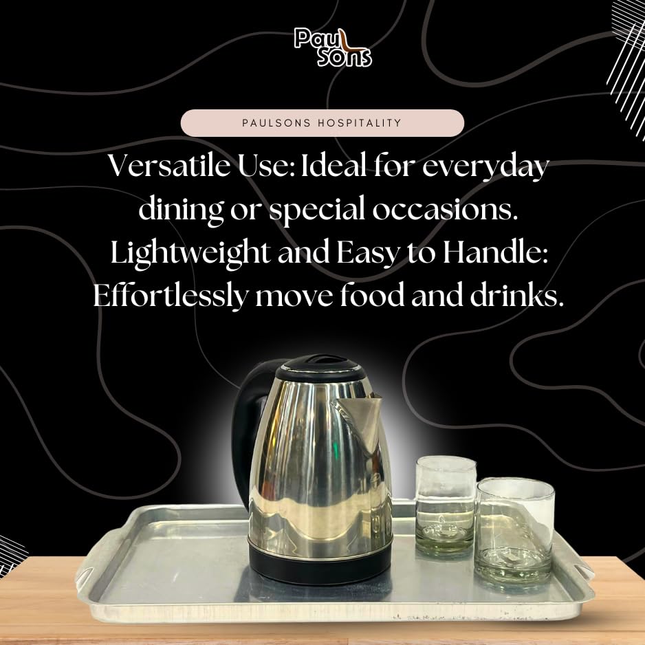 RAYCRAFT WORLD Rectangular Aluminum Serving Hotel Tray. Ideal as Serving Tray / Baking Tray for Home Restaurants Hotels & Bars