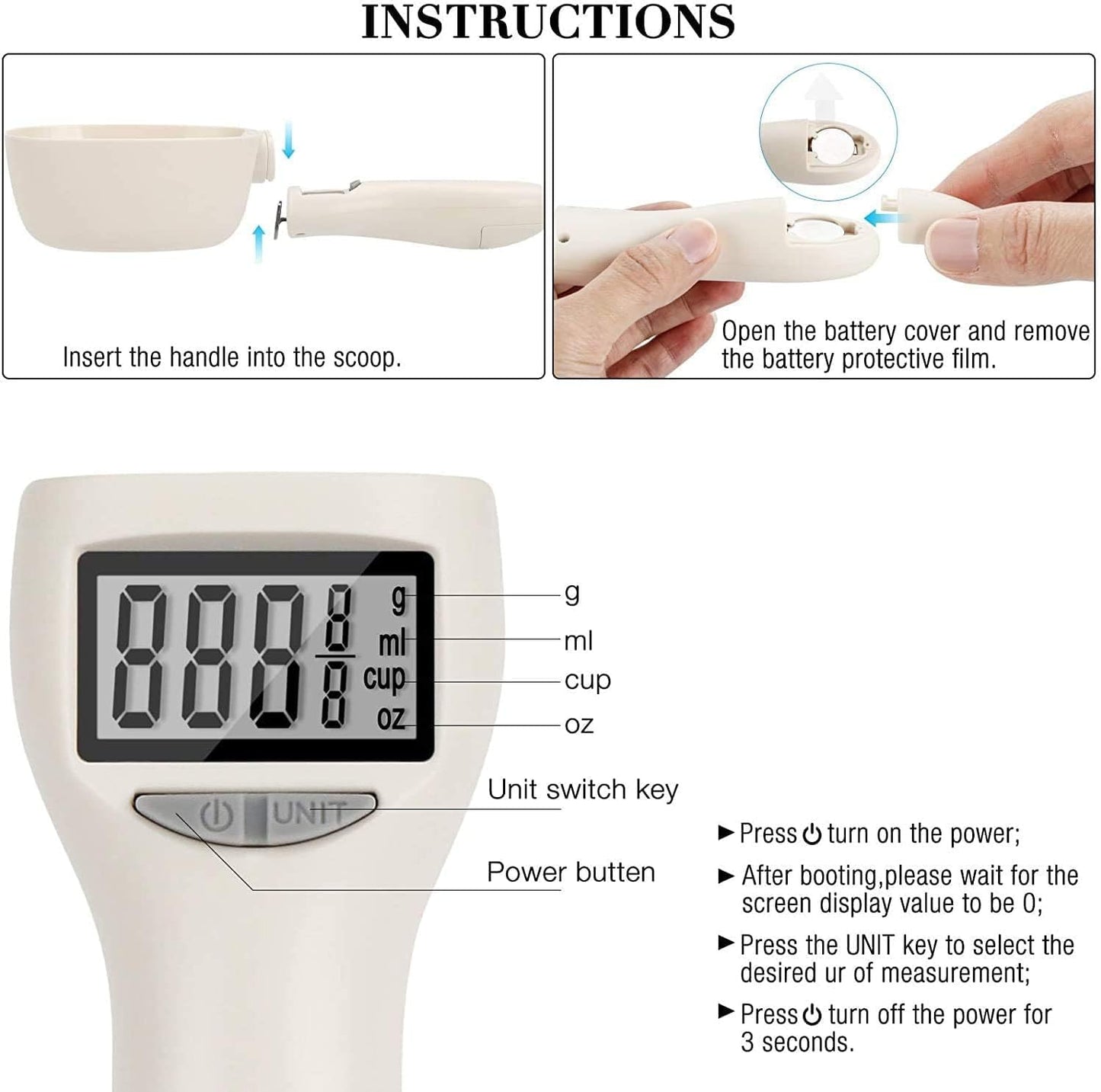 RAYCRAFT WORLD Digital Measuring Spoon,Digital Spoon Scale with LCD Screen Display, Digital Food Spoon Scale, Electronic Measuring Spoon for Kitchen Gadgets and Daily Meals (Pack of 1Pc)