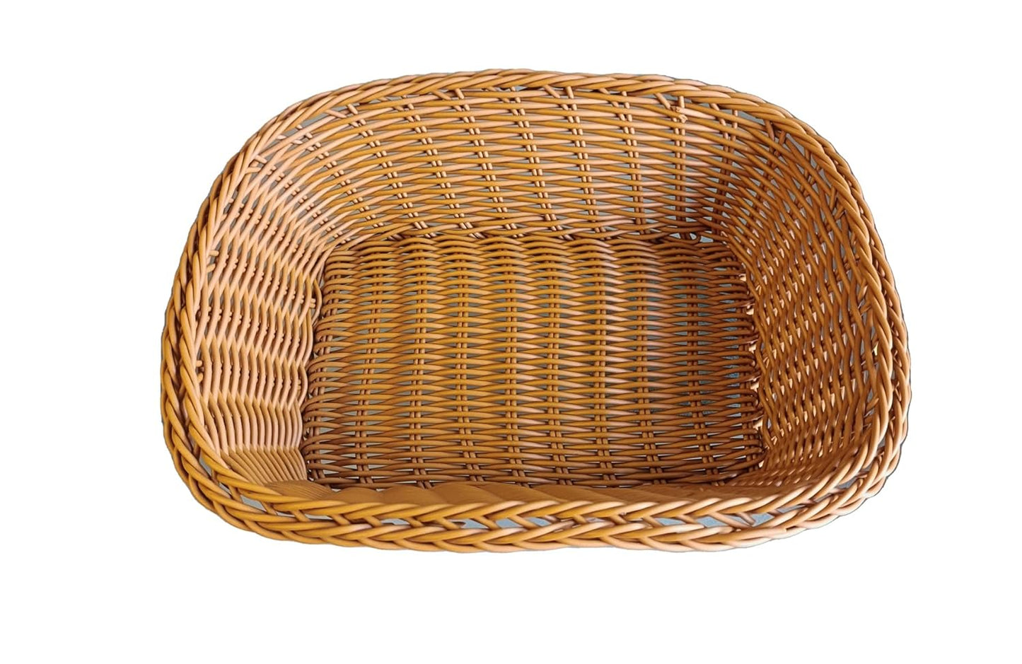 RAYCRAFT WORLD Rectangle Wicker Basket Rattan Woven Bread Baskets Poly Wicker Fruit Baskets, Brown Small Size: 9"x 7"x 3"