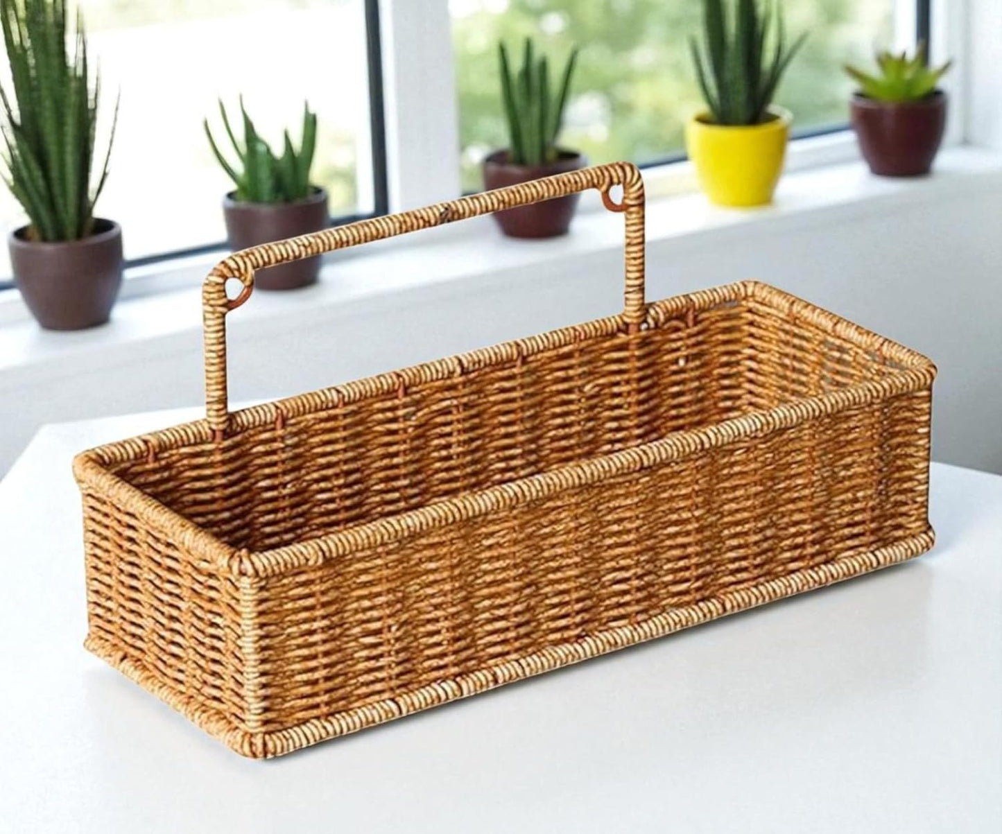 RAYCRAFT WORLD Rattan Wall Hanging Basket, Wall Mounted Rattan Storage Basket for Kitchen, Bathroom, Wicker Organizer for Onions, Potatoes, Eggs, Garlic