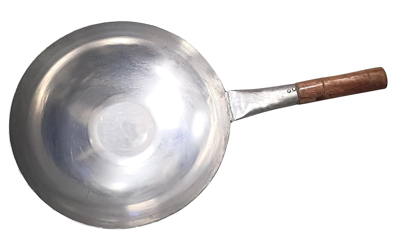 RAYCRAFT WORLD Wok Pan, Woks & Black Carbon Steel Stir Fry Pans, Gas, Cooktop, No Chemical Coated, Round Bottom Chinese Wok
