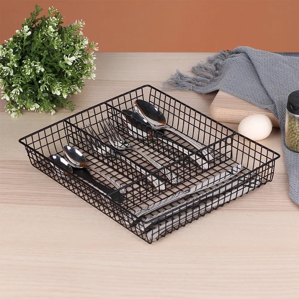 RAYCRAFT WORLD Tray for Drawer, Silverware Organizer, Metal Drawer Organizer Kitchen Utensils Multi Compartments Cutlery Organizer in Drawer (Size:13"x10"x2") Visit the PAUL SONS Store