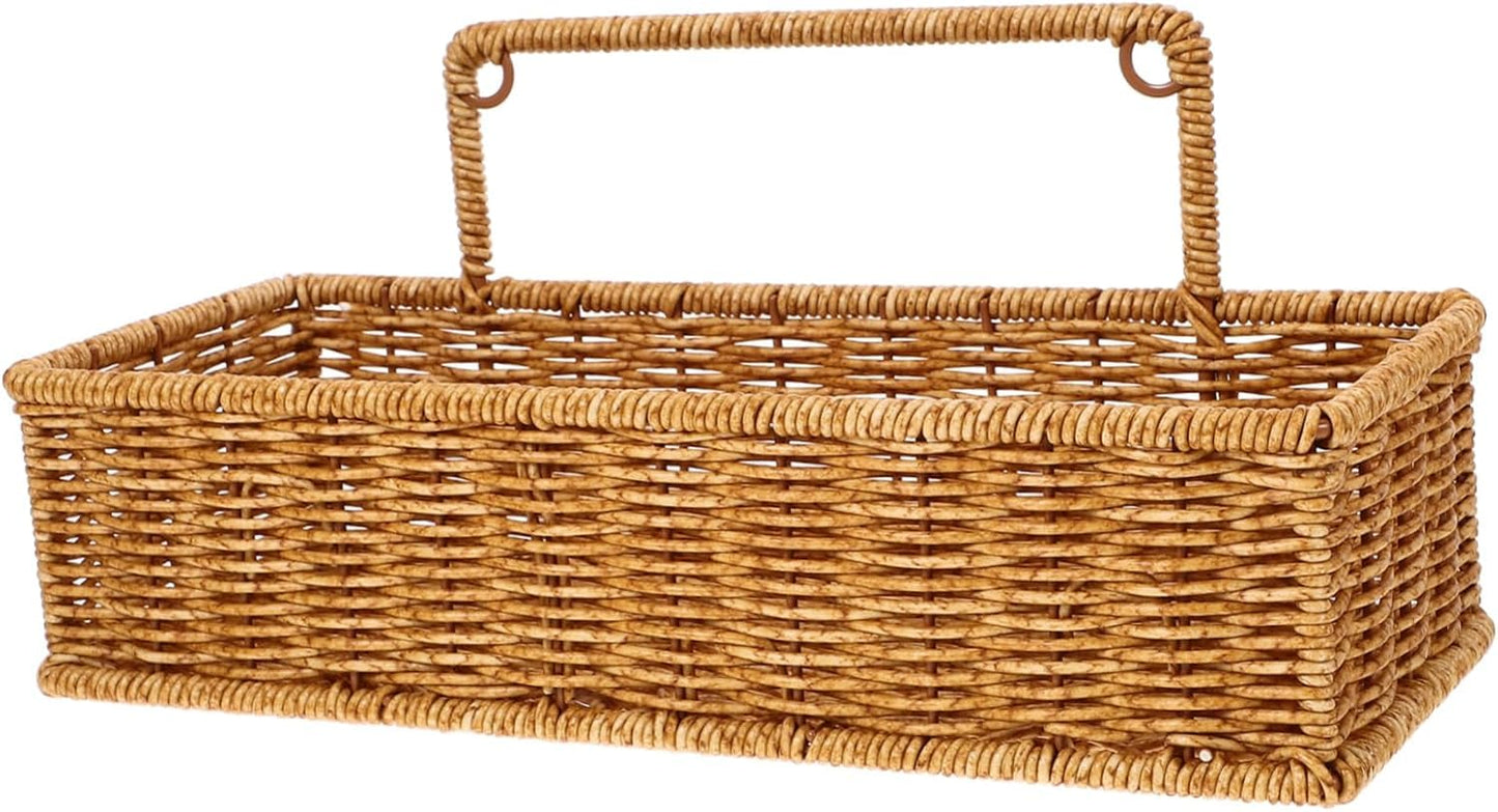 RAYCRAFT WORLD Rattan Wall Hanging Basket, Wall Mounted Rattan Storage Basket for Kitchen, Bathroom, Wicker Organizer for Onions, Potatoes, Eggs, Garlic