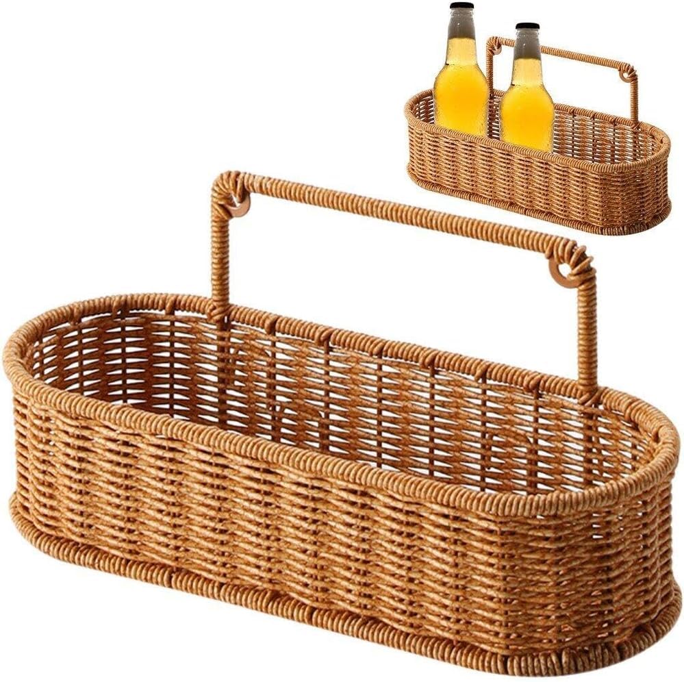 RAYCRAFT WORLD Rattan Wall Hanging Basket, Wall Mounted Rattan Storage Basket for Kitchen, Bathroom, Wicker Organizer for Onions, Potatoes, Eggs, Garlic
