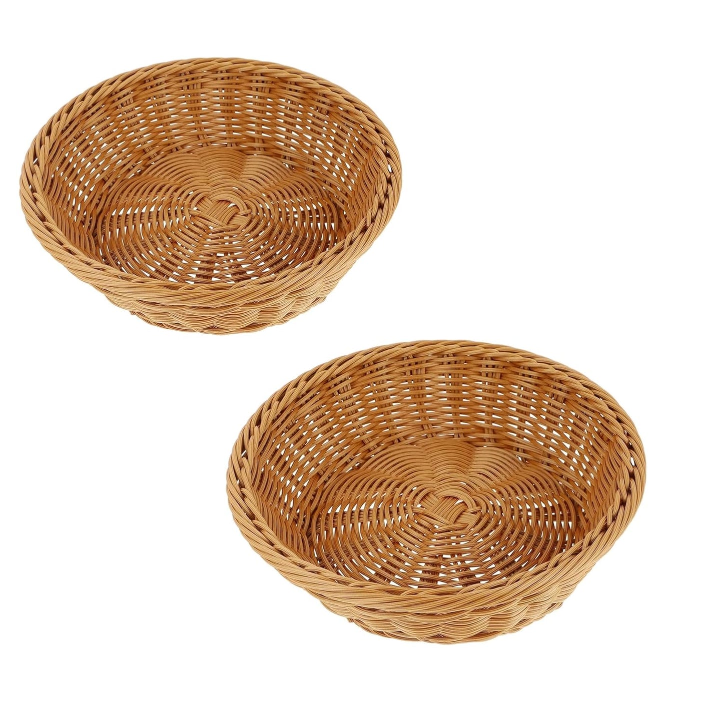 RAYCRAFT WORLD Round Woven Plastic Cane Basket for Fruit Vegetable Serving Basket Snack Basket Egg Storage Basket/Bread Basket Dia:-10Inch