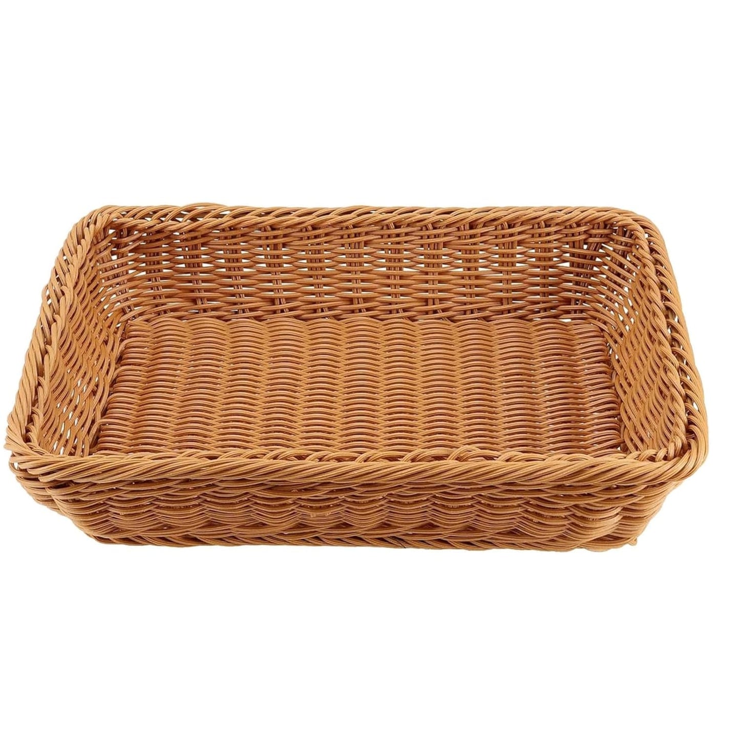RAYCRAFT WORLD Poly Wicker Bread Baskets, Handmade Woven Pantry Organizer, Tabletop Food Serving Baskets for Storage