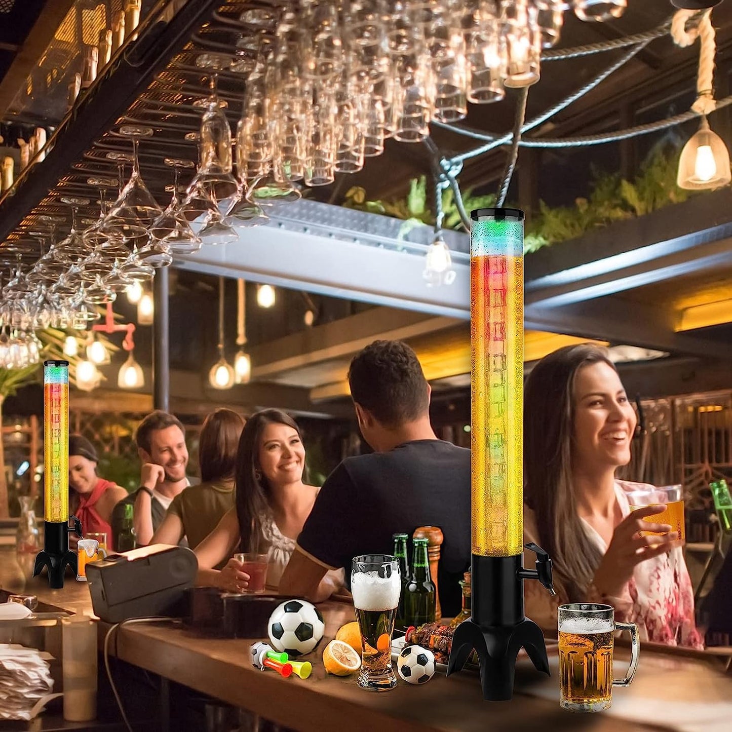 RAYCRAFT WORLD Beer Tower, 3L Tower Dispenser with Ice Tube, Tabletop Beer Dispenser for Parties Bars Pubs Restaurants Pack of 1Pc