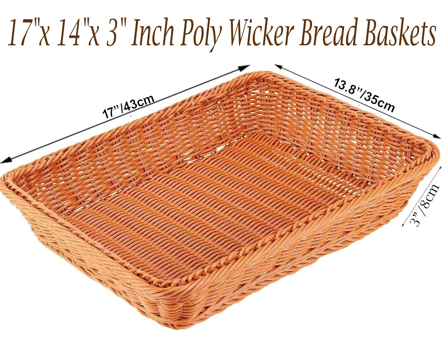 RAYCRAFT WORLD Poly Wicker Bread Baskets, Handmade Woven Pantry Organizer, Tabletop Food Serving Baskets for Storage
