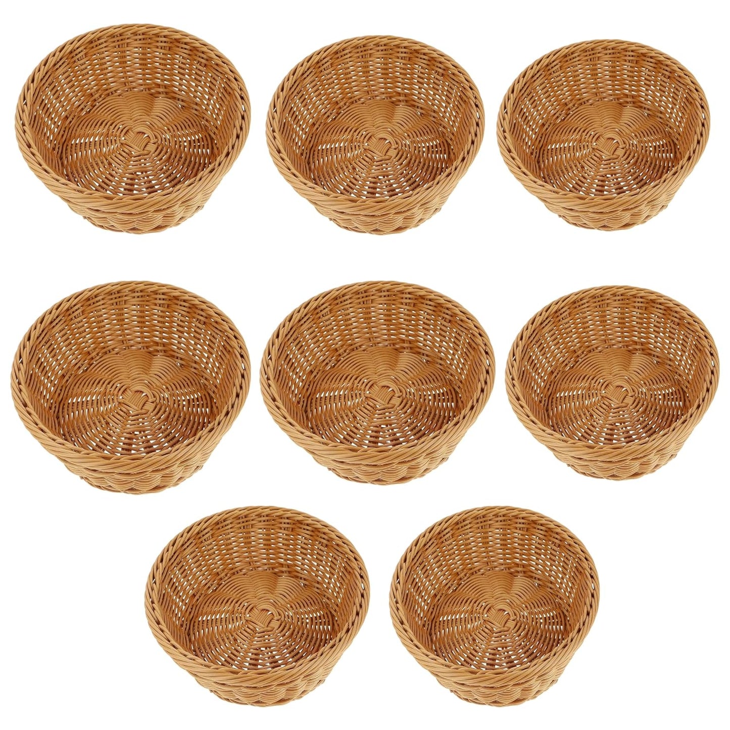 RAYCRAFT WORLD Round Woven Plastic Cane Basket for Fruit Vegetable Serving Basket Snack Basket Egg Storage Basket/Bread Basket Dia:-10Inch
