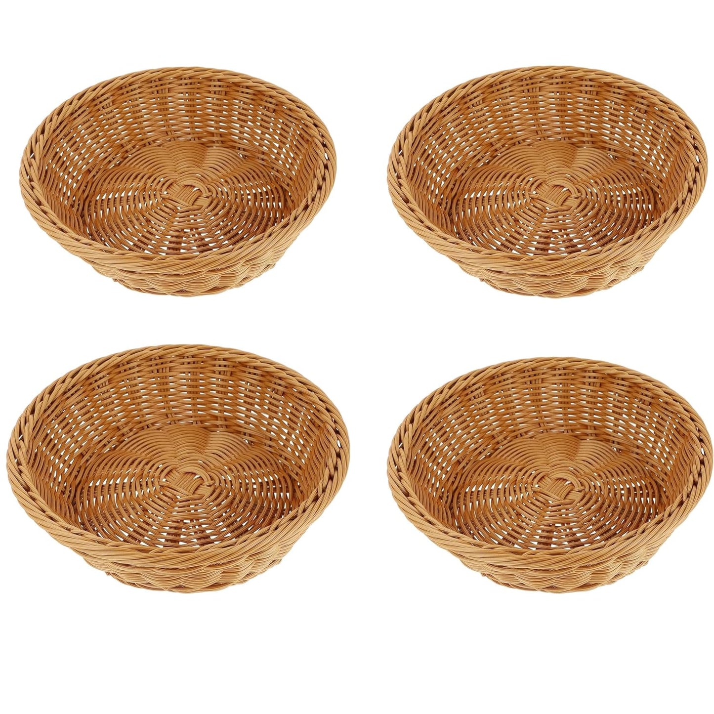 RAYCRAFT WORLD Round Woven Plastic Cane Basket for Fruit Vegetable Serving Basket Snack Basket Egg Storage Basket/Bread Basket Dia:-10Inch