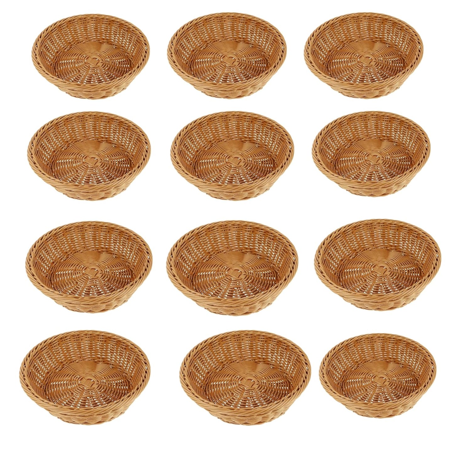 RAYCRAFT WORLD Round Woven Plastic Cane Basket for Fruit Vegetable Serving Basket Snack Basket Egg Storage Basket/Bread Basket Dia:-10Inch