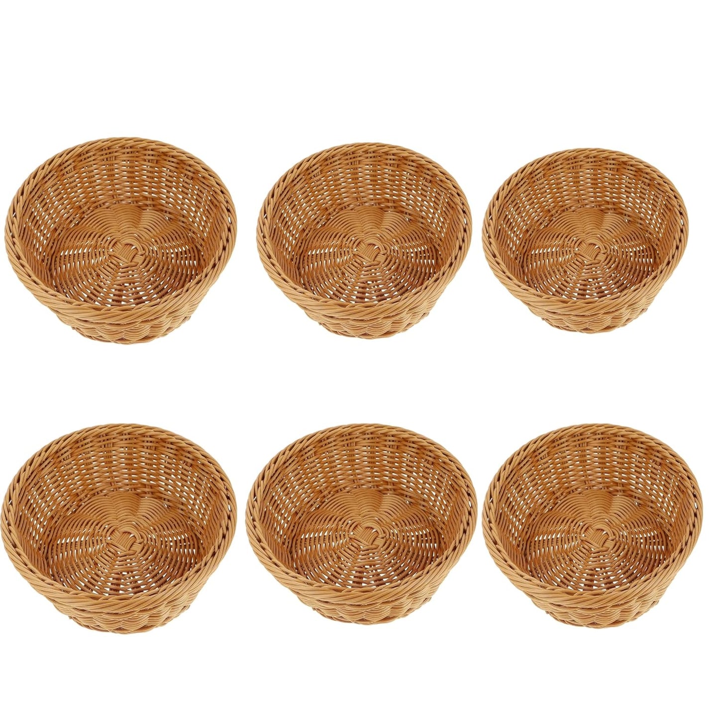 RAYCRAFT WORLD Round Woven Plastic Cane Basket for Fruit Vegetable Serving Basket Snack Basket Egg Storage Basket/Bread Basket Dia:-10Inch