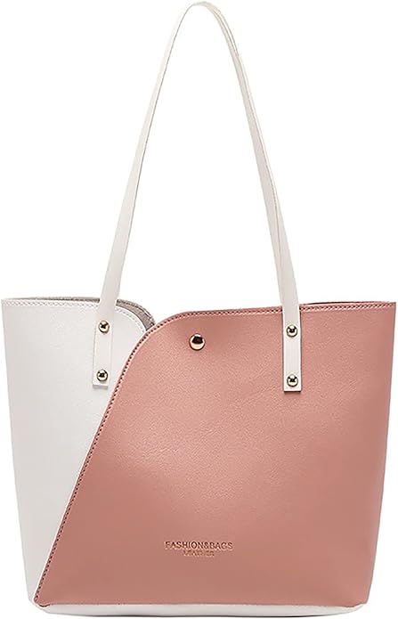 RAYCRAFT WORLD Women's Fashion Shoulder Bag Two-Tone Leather Tote Handbag,&nabs; Lightweight and versatile for casual outings, office, or shopping trips