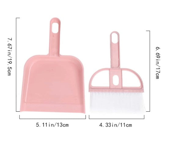 RAYCRAFT WORLD Mini Dustpan and Brush Set, Pastel Colors, Combo Pieces, Desktop Cleaning Kit for Offices and Home Use