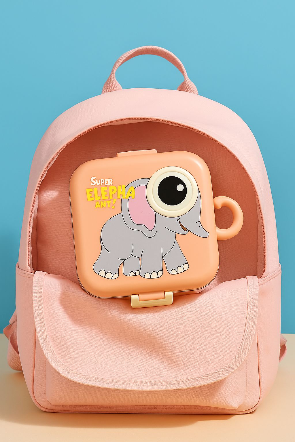 RAYCRAFT WORLD Stainless Steel Kids Lunch Box with Cartoon Design, Multi Compartment Eye Design Stainless Steel Lunch Box with Spoon Cup for Students School Kids and Adults