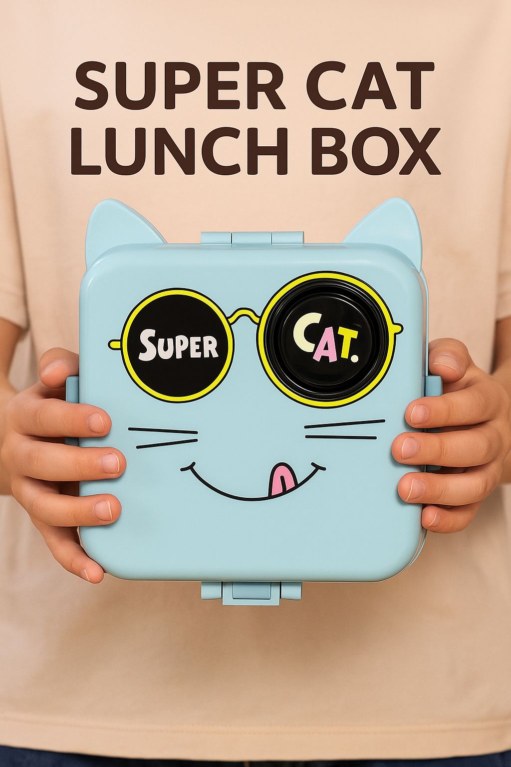 RAYCRAFT WORLD Stainless Steel Kids Lunch Box with Cartoon Design, Multi Compartment Eye Design Stainless Steel Lunch Box with Spoon Cup for Students School Kids and Adults