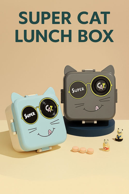 RAYCRAFT WORLD Stainless Steel Kids Lunch Box with Cartoon Design, Multi Compartment Eye Design Stainless Steel Lunch Box with Spoon Cup for Students School Kids and Adults