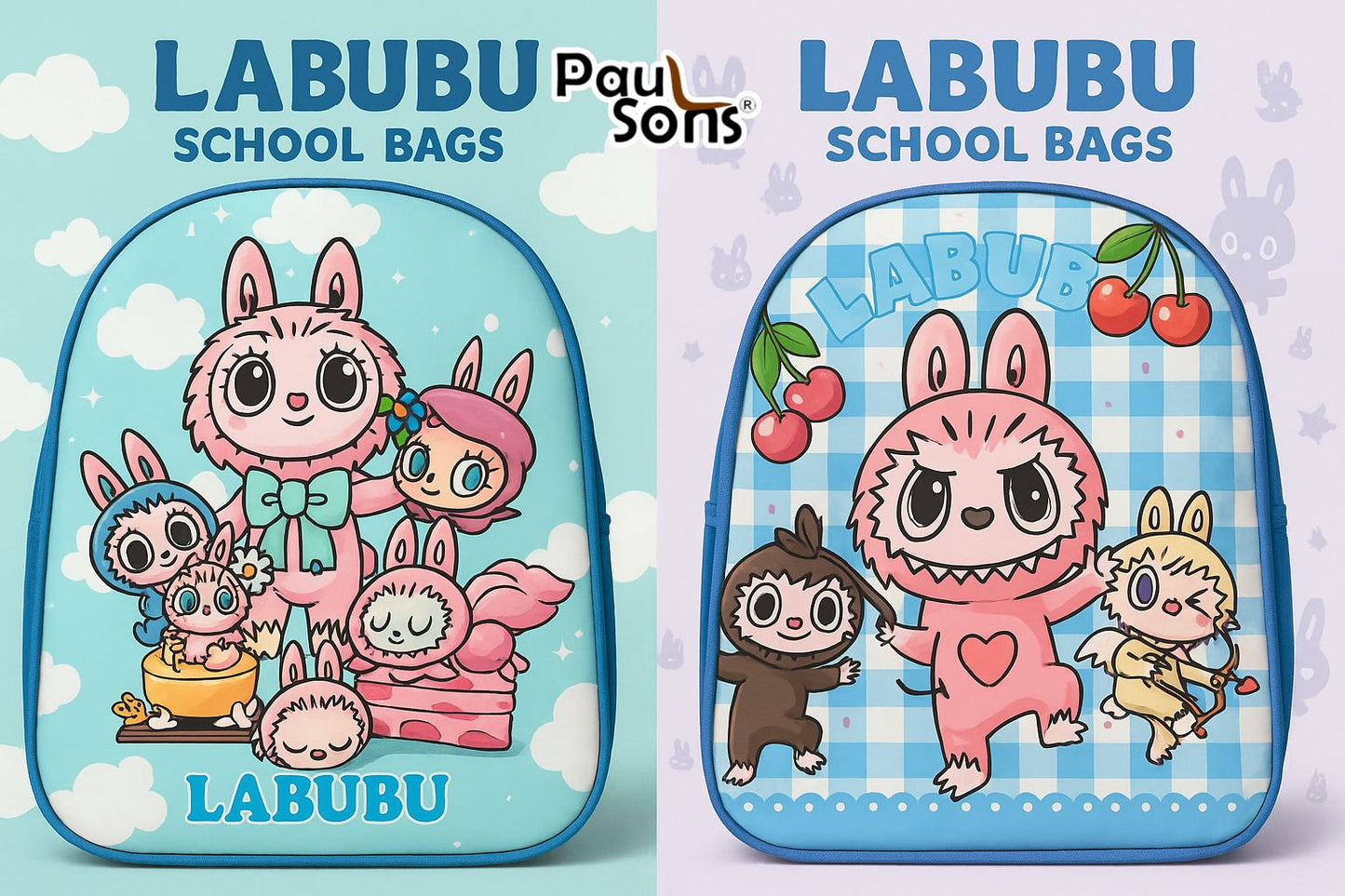 RAYCRAFT WORLD Small 3D Print Lightweight Labubu Design Kids Backpack (MULTIPLE COLOR PACK OF 1)