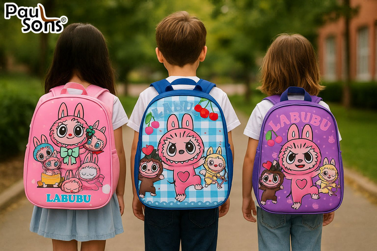 RAYCRAFT WORLD Small 3D Print Lightweight Labubu Design Kids Backpack (MULTIPLE COLOR PACK OF 1)