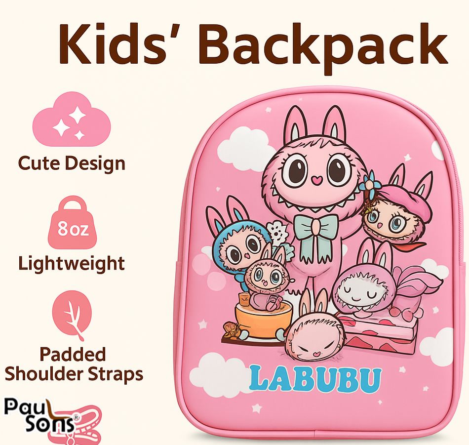 RAYCRAFT WORLD Small 3D Print Lightweight Labubu Design Kids Backpack (MULTIPLE COLOR PACK OF 1)
