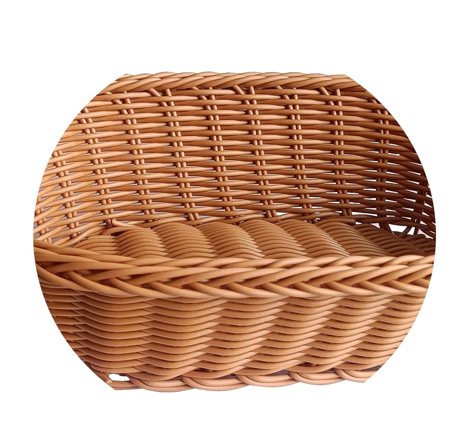 RAYCRAFT WORLD Oval Wicker Basket Rattan Woven Bread Baskets Poly Wicker Fruit Baskets, Brown 10"x 8"x 3"