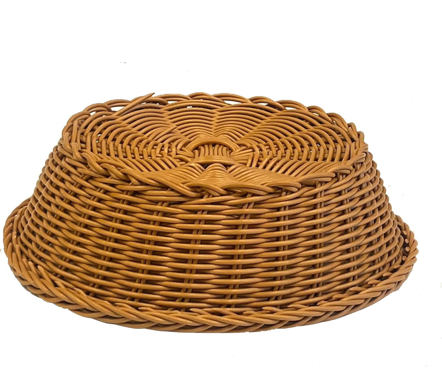 RAYCRAFT WORLD Round Woven Plastic Cane Basket for Fruit Vegetable Serving Basket Snack Basket Egg Storage Basket/Bread Basket Dia:-10Inch