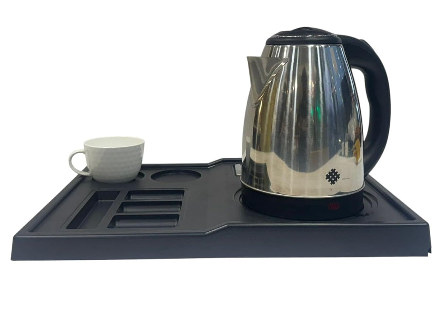 RAYCRAFT WORLD Electric Kettle Tray with 2 Glass Serving Space Made of ABS Plastic Square Glass Serving Tray