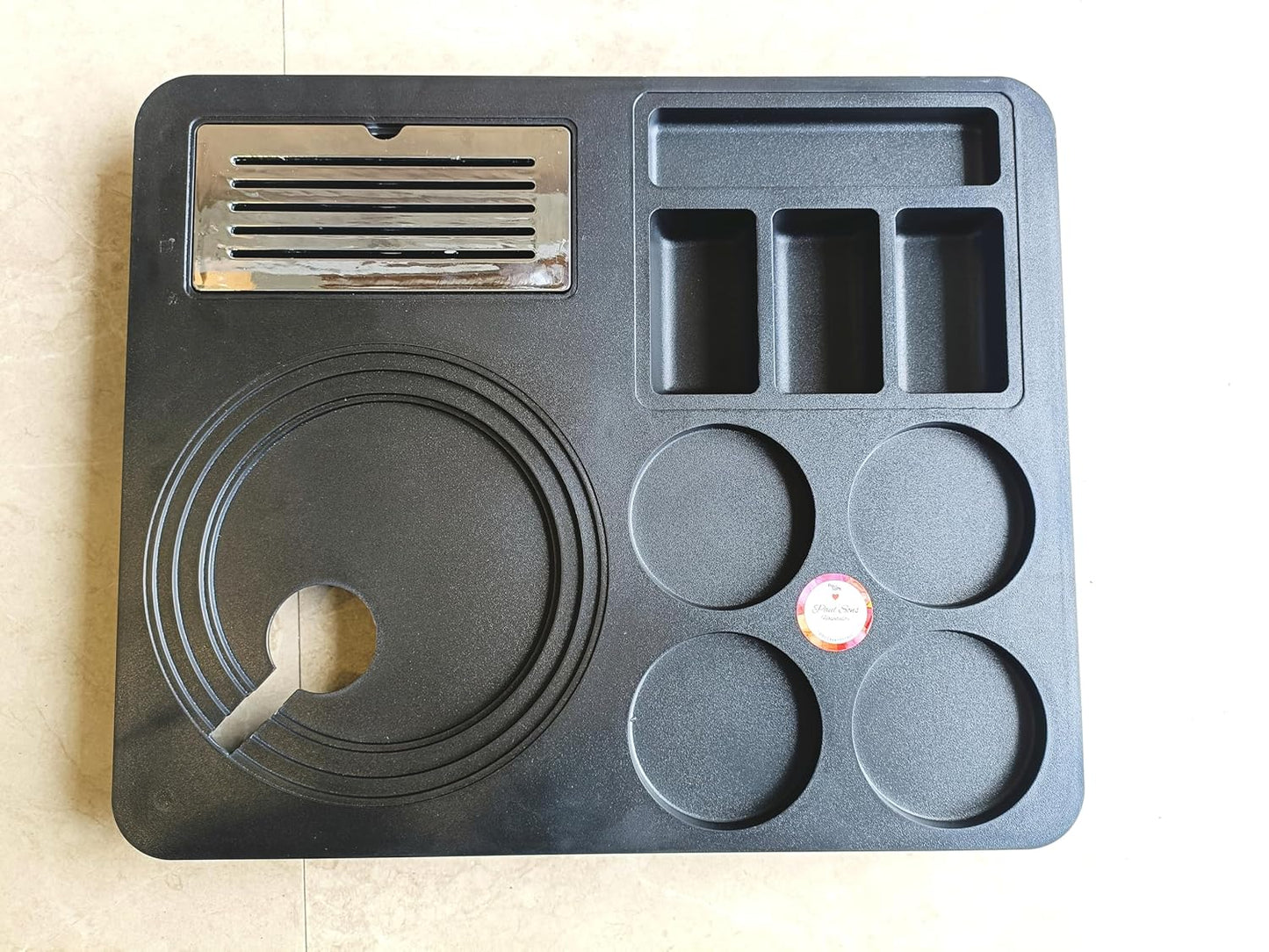 RAYCRAFT WORLD Electric Kettle Tray with 4 Glass Serving Space Made of ABS Plastic Square Glass Serving Tray