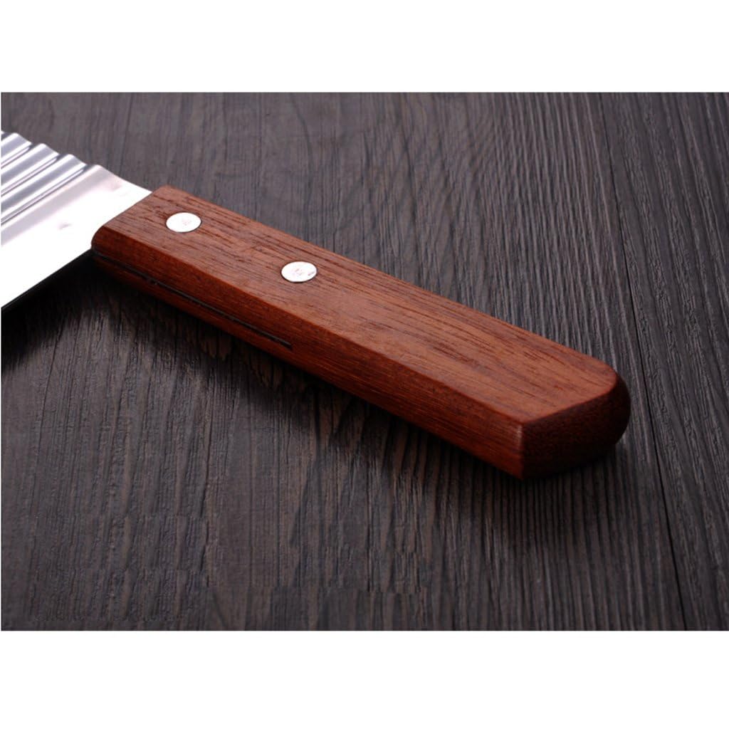 RAYCRAFT WORLD Potato Chip French Fry Cutter Wave Knife Crinkle Chopper Wooden Handle Fruit Salad Designer Knife Multipurpose use in Kitchen 12"/30cm (Pack of 1Pc)