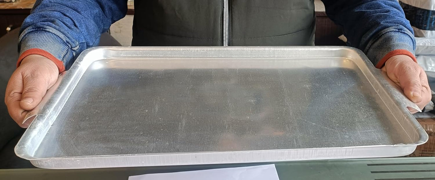 RAYCRAFT WORLD Rectangular Aluminum Serving Hotel Tray. Ideal as Serving Tray / Baking Tray for Home Restaurants Hotels & Bars