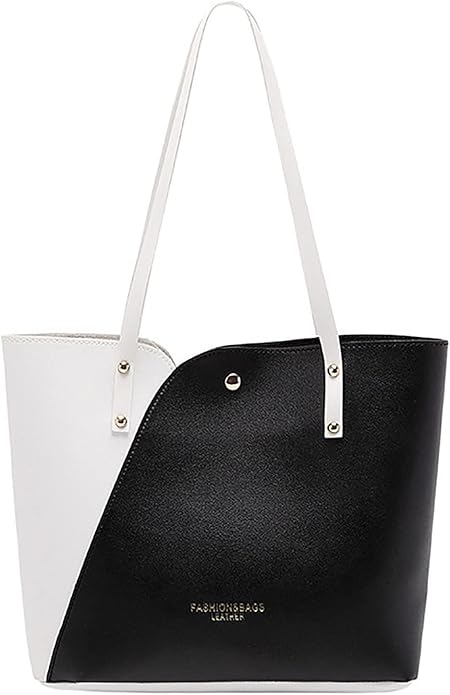 RAYCRAFT WORLD Women's Fashion Shoulder Bag Two-Tone Leather Tote Handbag,&nabs; Lightweight and versatile for casual outings, office, or shopping trips