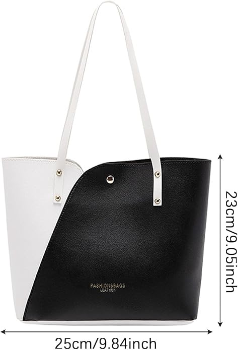 RAYCRAFT WORLD Women's Fashion Shoulder Bag Two-Tone Leather Tote Handbag,&nabs; Lightweight and versatile for casual outings, office, or shopping trips