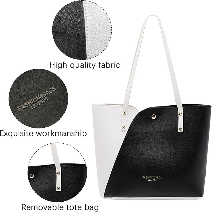 RAYCRAFT WORLD Women's Fashion Shoulder Bag Two-Tone Leather Tote Handbag,&nabs; Lightweight and versatile for casual outings, office, or shopping trips