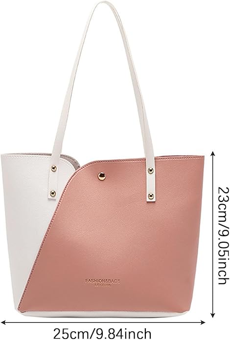 RAYCRAFT WORLD Women's Fashion Shoulder Bag Two-Tone Leather Tote Handbag,&nabs; Lightweight and versatile for casual outings, office, or shopping trips