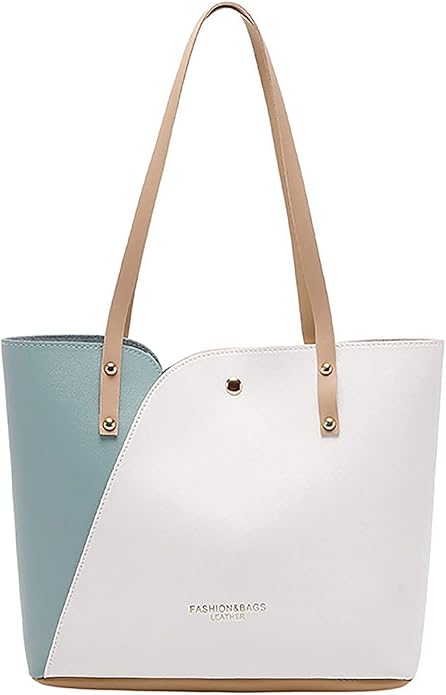 RAYCRAFT WORLD Women's Fashion Shoulder Bag Two-Tone Leather Tote Handbag,&nabs; Lightweight and versatile for casual outings, office, or shopping trips