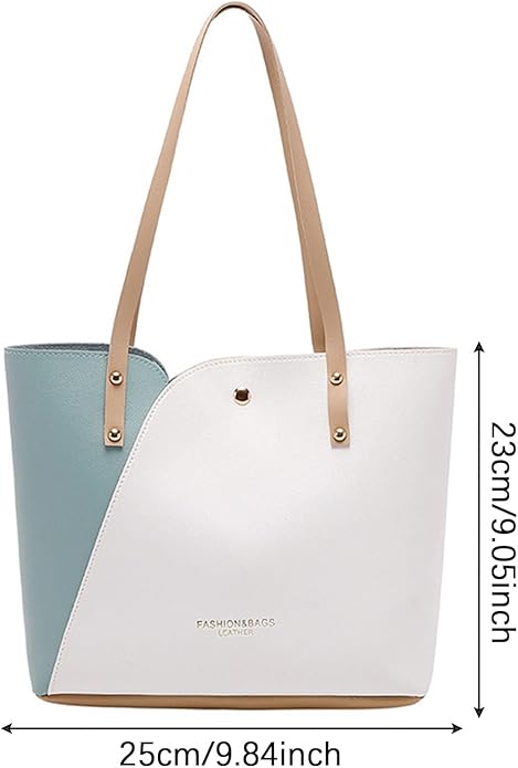 RAYCRAFT WORLD Women's Fashion Shoulder Bag Two-Tone Leather Tote Handbag,&nabs; Lightweight and versatile for casual outings, office, or shopping trips